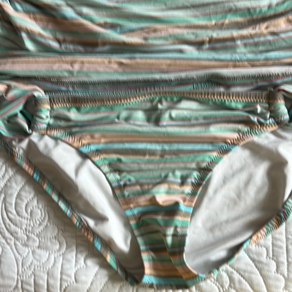 Lands' End Green and Pink Striped Tankini - Picture 5 of 11